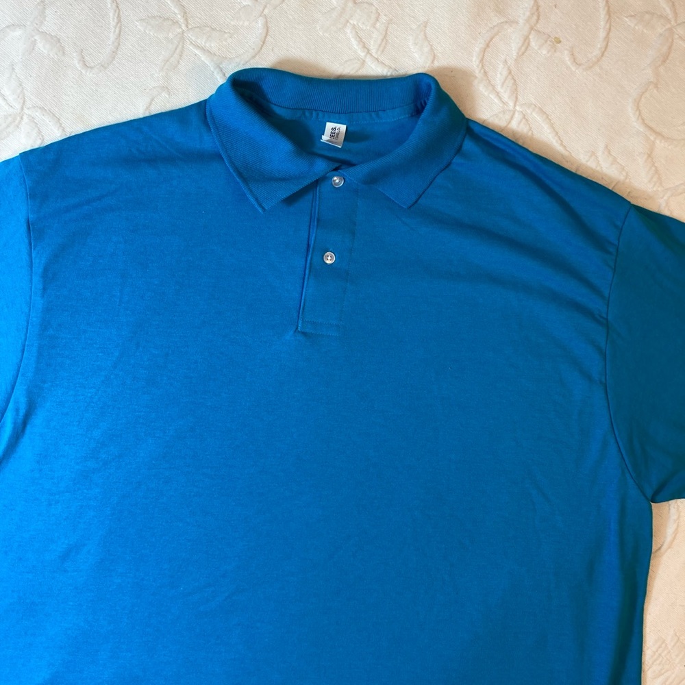 Jerzees spot shield polos green and blue mens XL